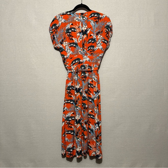 NWT Loft orange and blue tropical midi - size 4P - Picture 2 of 5